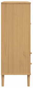 vidaXL Ντουλάπι Ψηλό SENJA Καφέ/Ρατάν 90x40x112 εκ. Μασίφ Ξύλο Πεύκου