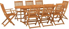vidaXL Σετ Τραπεζαρίας Κήπου 9 Τεμαχίων 220x90x75 εκ. Μασίφ Ακακία