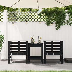 vidaXL Καρέκλες Κήπου 2 τεμ. Μαύρες 61,5x53x71 εκ. Μασίφ Ξύλο Πεύκου