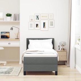 vidaXL Κρεβάτι Box Spring με Στρώμα – Σκούρο Γκρι, 80 x 200 εκ. Ύφασμα