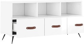 vidaXL Έπιπλο Τηλεόρασης Γυαλ. Λευκό 102x36x50 εκ. Επεξεργασμένο Ξύλο