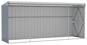 vidaXL Αποθήκη Κήπου Επιτοίχια Γκρι 118x382x178 εκ από Γαλβ. Ατσάλι