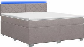 vidaXL Κρεβάτι Box Spring με Στρώμα και LED Taupe 140 x 190 cm Ύφασμα