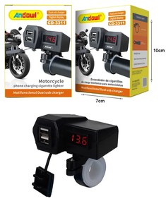 Andowl Φορτιστής Μοτοσυκλέτας με Θύρες 2xUSB CD-3311 - Motorcycle Phone Charging Cigarette Lighter