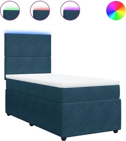 vidaXL Κρεβάτι Boxspring με Στρώμα Μπλε 90x190 εκ. Βελούδινο