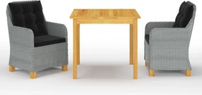 vidaXL Σετ Τραπεζαρίας Κήπου 3 Τεμαχίων Ανοιχτό Γκρι