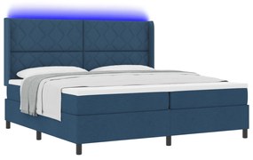 vidaXL Κρεβάτι με Ελατήρια και Στρώμα & LED σε Μπλε χρώμα, 200x200 εκ. από Ύφασμα