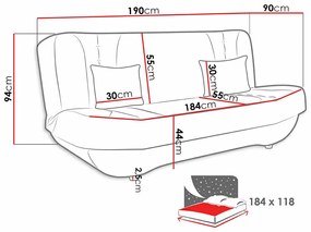 Καναπές κρεβάτι Comfivo 239, Αριθμός θέσεων: 3, Αποθηκευτικός χώρος, 94x190x90cm, 55 kg, Πόδια: Πλαστική ύλη | Epipla1.gr