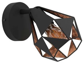Eglo Carton Μοντέρνο Φωτιστικό Τοίχου με Ντουί E27 σε Μαύρο Χρώμα Πλάτους 12cm 43715