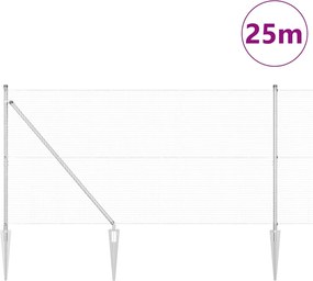 vidaXL Στύλος Περιφράξεων Ασημί 25 x 1,2 μ. (19 x 19 χιλ. δίκτυο)