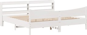 vidaXL Πλαίσιο Κρεβατιού με Κεφαλάρι Λευκό 200x200 εκ. από Μασίφ Πεύκο