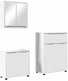 vidaXL Σετ Επίπλων Μπάνιου με συρτάρι 3 pcs Λευκό Επεξεργασμένο ξύλο