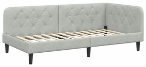 vidaXL Κρεβάτι Γωνίας με στρώμα Ανοιχτό γκρι 90 x 200 cm Βελούδο