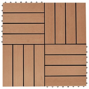 Πλακάκια Deck 22 τεμ. Χρώμα Teak 30 x 30 εκ. 2 μ² από WPC - Καφέ