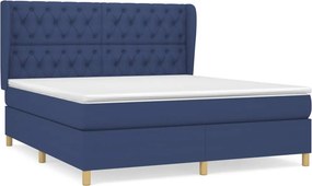 vidaXL Κρεβάτι Boxspring με Στρώμα Μπλε 160x200 εκ. Υφασμάτινο