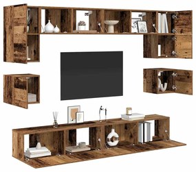 vidaXL Σετ επίπλου τηλεόρασης 8 pcs Παλαιό ξύλο 100 x 30 x 30 cm