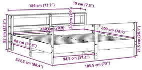 Σκελετός Κρεβ. Χωρίς Στρώμα Λευκό 180x200 εκ Μασίφ Πεύκο - Λευκό