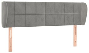 Κεφαλάρι με Πτερύγια Ανοιχτό Γκρι 147x23x78/88 εκ. Βελούδινο - Γκρι