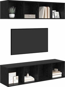 vidaXL Σετ επίπλου τηλεόρασης 2 pcs Μαύρη Οξυά Επεξεργασμένο Ξύλο