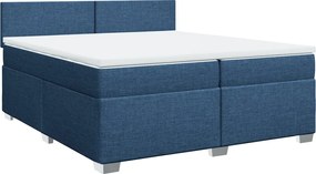 vidaXL Κρεβάτι Boxspring με Στρώμα Μπλε 200x200 εκ. Υφασμάτινο