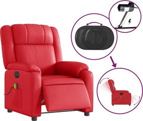 vidaXL Πολυθρόνα Μασάζ Ανακλινόμενη Ηλεκτρική Κόκκινη Συνθετικό Δέρμα