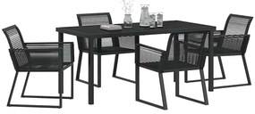 vidaXL Σέτ φαγητού για κήπο 5 pcs Μαύρο Πολυ ράταν