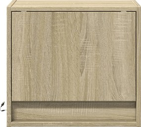 vidaXL Κομοδίνα Επιτοίχια με Φώτα LED 2 τεμ. Sonoma Δρυς