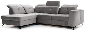 Γωνιακός καναπές Κρεβάτι BELAVIO L, με αποθηκευτικό χώρο, γκρί 272x107x207cm-Αριστερή γωνία-BOG4434