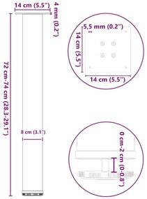 Πόδια τραπεζιού κονσόλας 4 τεμ. Μαύρο 72-74 εκ. Ατσάλι - Μαύρο