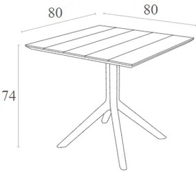 PARIS WHITE 80X80X74εκ. ΤΡΑΠΕΖΙ ΠΟΛ/ΝΙΟΥ 80X80X74εκ.