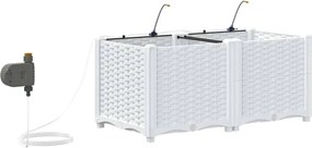 vidaXL Γλάστρα Κήπου 2 pcs Λευκό Ατσάλι