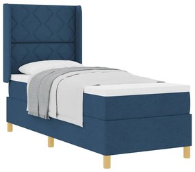 vidaXL Κρεβάτι με ελατήριο με στρώμα Μπλε 80 x 200 cm ύφασμα