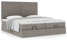 vidaXL Οθωμανικό κρεβάτι με στρώματα Taupe 200x200cm ύφασμα