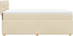 vidaXL Κρεβάτι Boxspring με Στρώμα Κρεμ 90x190 εκ.Υφασμάτινο