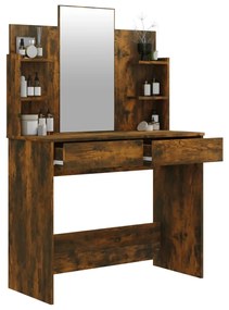 vidaXL Μπουντουάρ με Καθρέφτη Καπνιστή Δρυς 96x40x142 εκ.