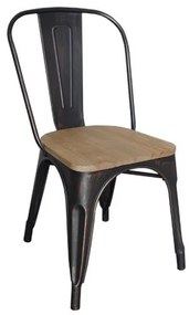 Ε5191W,10N RELIX Wood Natural Oak Καρέκλα Μέταλλο Βαφή Antique Black  45x51x85cm Καρέκλα Στοιβαζόμενη,  Μαύρο/Φυσικό,  Μέταλλο/Ξύλο, , 1 Τεμάχιο