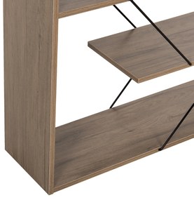 Βιβλιοθήκη Tars Olive Grey Μελαμίνη-Μαύρες Μεταλλικές Βέργες 84x24x157Yεκ.