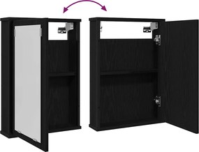 vidaXL Ντουλάπι Καθρέφτη Μπάνιου Μαύρο Δρυς 42 x 12 x 60 εκ. από Τεχνητό Ξύλο