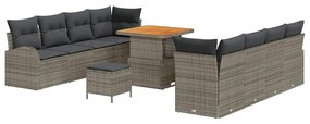 vidaXL Σετ Καναπέ Κήπου με μαξιλάρι 11 pcs Γκρι Πολυ ράταν