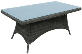 MONTANA Τραπέζι Dining Κήπου-Βεράντας ALU, Φ5mm Round Wicker Grey Brown  180x90 H.75cm [-Καφέ Γκρι-] [-Αλουμίνιο/Wicker-] Ε6554