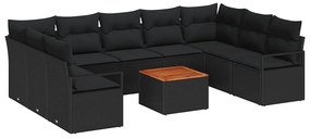 vidaXL Σετ Καναπέ Κήπου 10 pcs Μαύρο