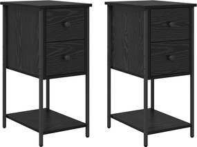 vidaXL Κομοδίνο 2 pcs Μαύρη δρυς 32 x 42 x 70 εκ Επεξεργασμένο ξύλο