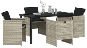 vidaXL Σέτ φαγητού για κήπο 5 pcs Ανοιχτό γκρι συνθετικό ρατάν