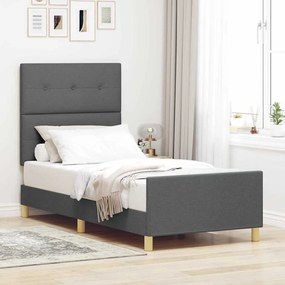 vidaXL Κρεβάτι Σκελετός Σκούρο Γκρι 90x190 εκ. Υλικό