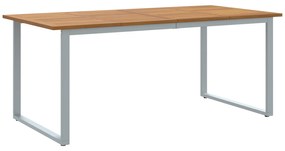 vidaXL Εξωτερικό Τραπέζι Φαγητού Γκρι 180x90x75 εκ Χάλυβας&Στερεό Ξύλο Ακακίας