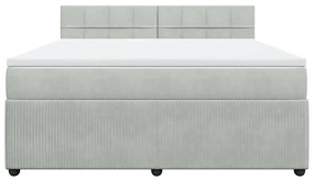 vidaXL Κρεβάτι Boxspring με Στρώμα Ανοιχτό Γκρι 180x200 εκ. Βελούδινο
