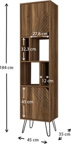 Βιβλιοθήκη Norma Megapap χρώμα καρυδί 45x35x184εκ.