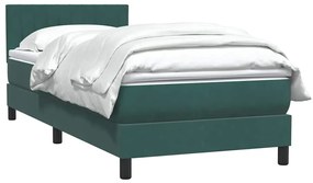 vidaXL Box Spring κρεβάτι με στρώμα σκούρο πράσινο 80x220εκ. Βελούδινο