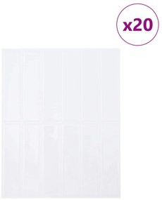 vidaXL Ορθογώνιο Πλακάκι 20 pcs Λευκό 29 x 23 x 0,08 εκ