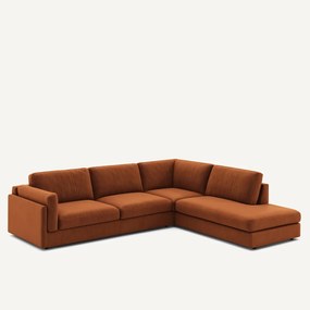 Γωνιακός καναπές με σεζλόνγκ από υφασμα μπουκλέ, César